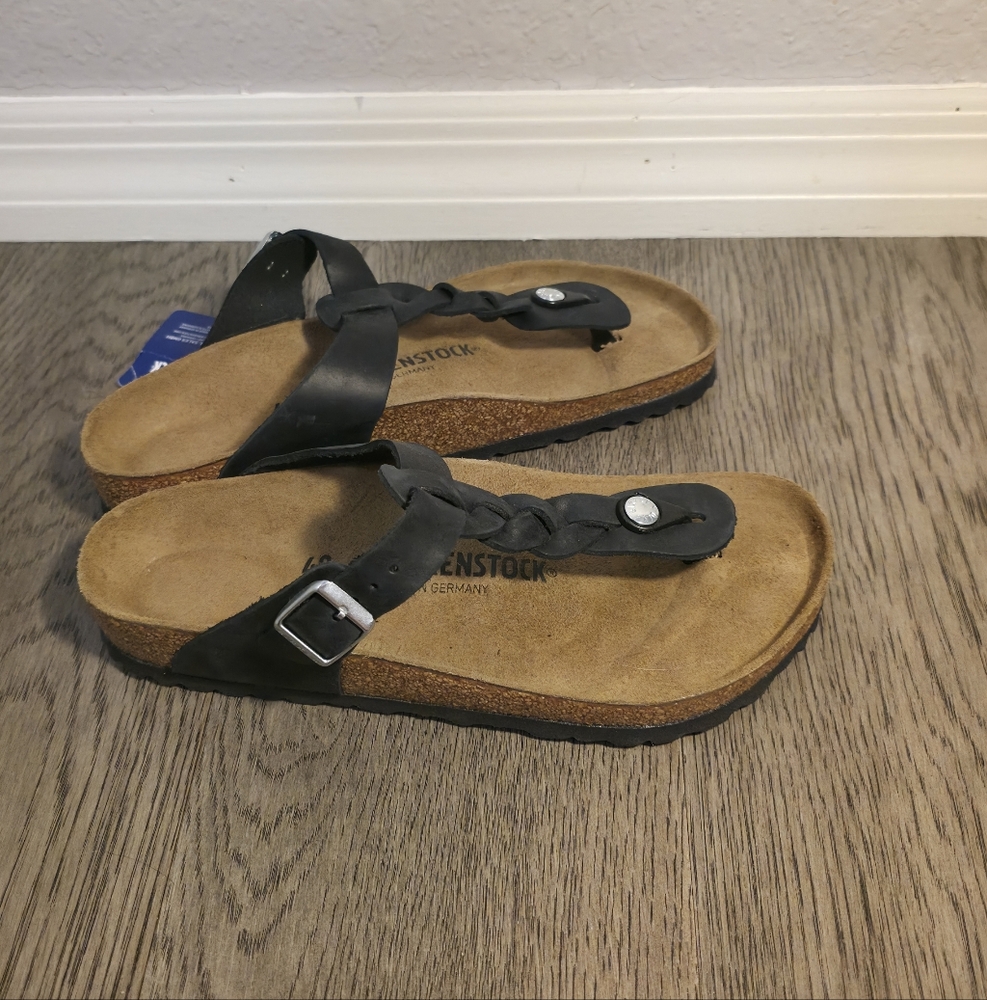 BIRKENSTOCK Gizeh Braided in black Oiled Leather, 9 (40)